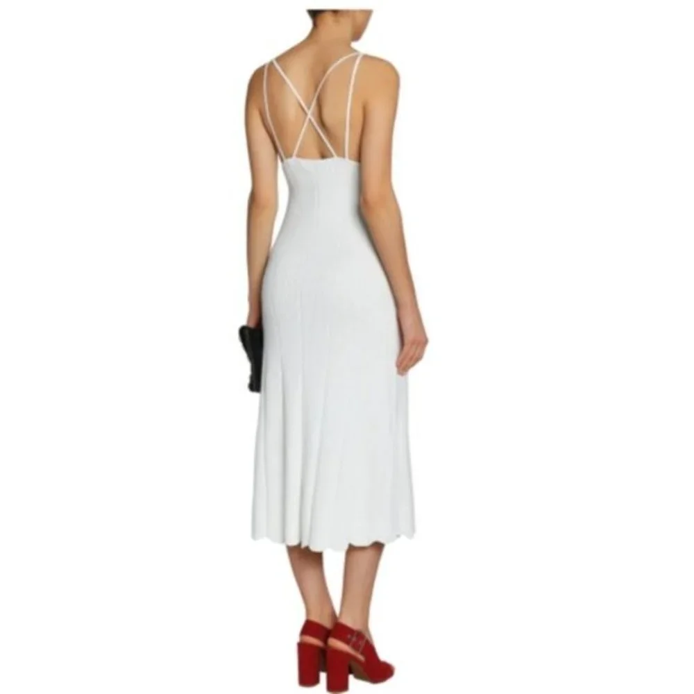 SANDRO White Bluan Knit Midi Dress - Picture 7 of 10
